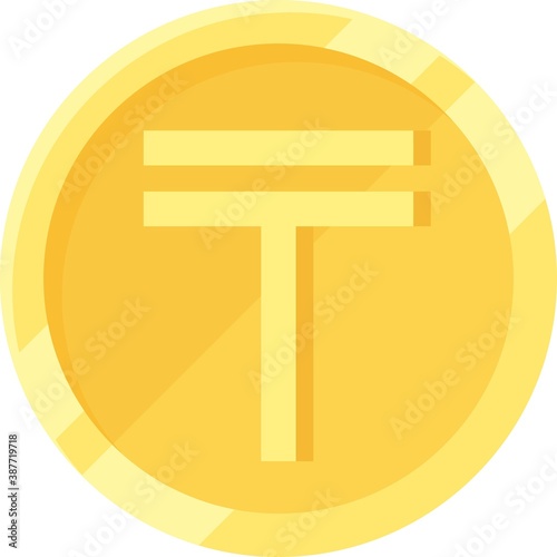 Kazakhstani tenge coin icon, currency of Kazakhstan photo