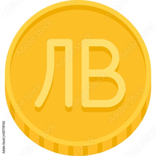 Bulgarian lev coin icon, currency of Bulgaria