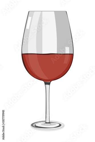 Glass of red wine in flat design