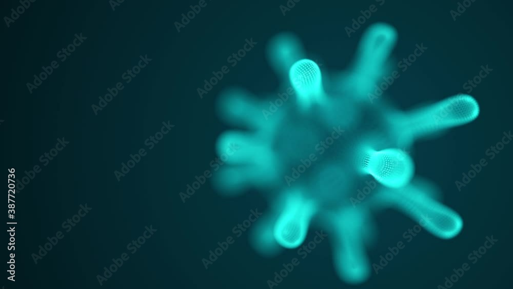 Rotating Coronavirus, virus strain of MERS-Cov and Novel coronavirus 2019-nCoV, Covid-19. Concept of 3d dangerous virus, particles effect. 4k video animation. Rotating Coronavirus, virus strain of MERS-Cov and Novel coronavirus 2019-nCoV, Covid-19. Concept of 3d dangerous virus, particles effect. 4k video animation.