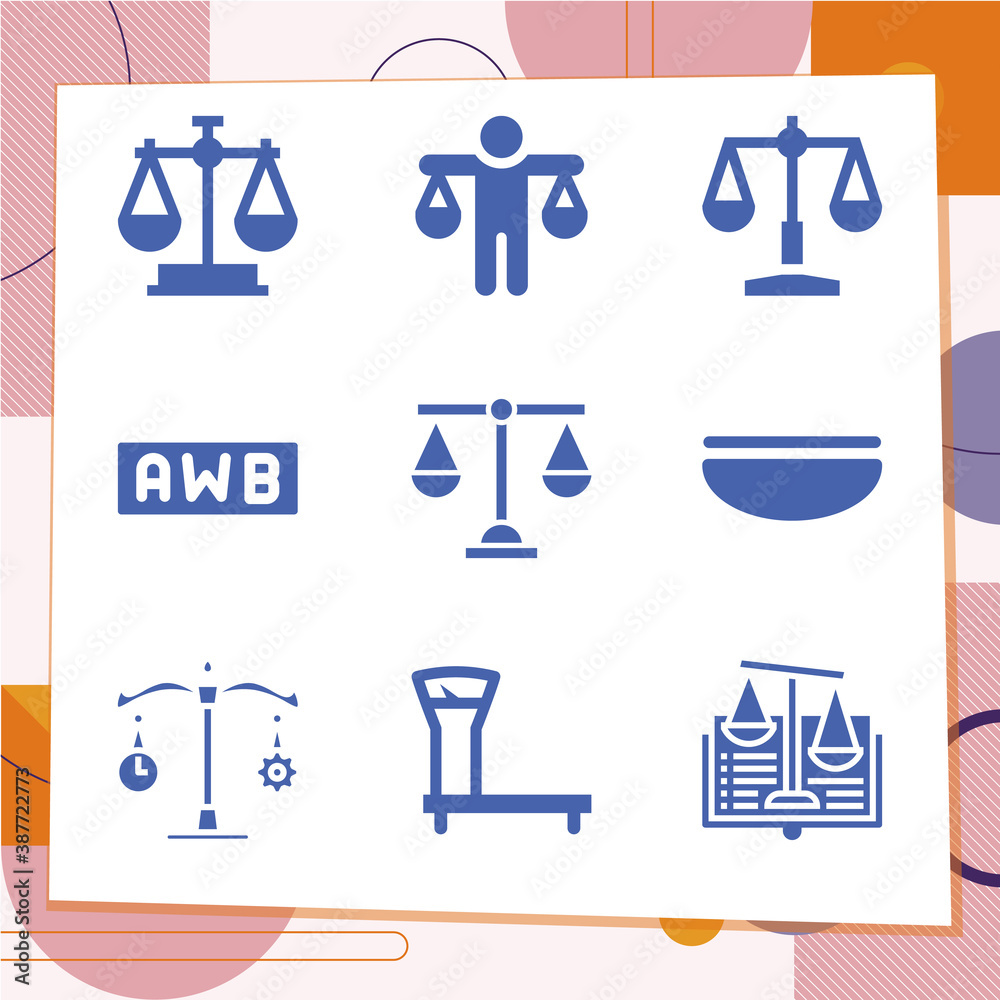 Simple set of 9 icons related to equivalence Simple set of 9 icons related to equivalence