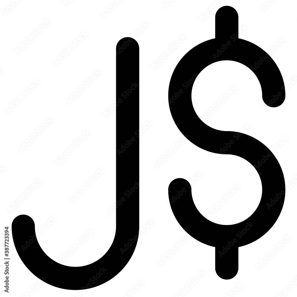 Jamaican dollar sign, currency of Jamaica since 1969 Jamaican dollar sign, currency of Jamaica since 1969