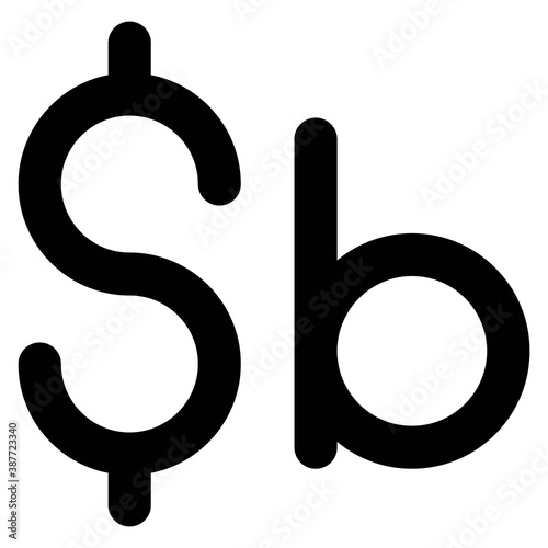 Bolivian boliviano symbol, currency of Bolivia