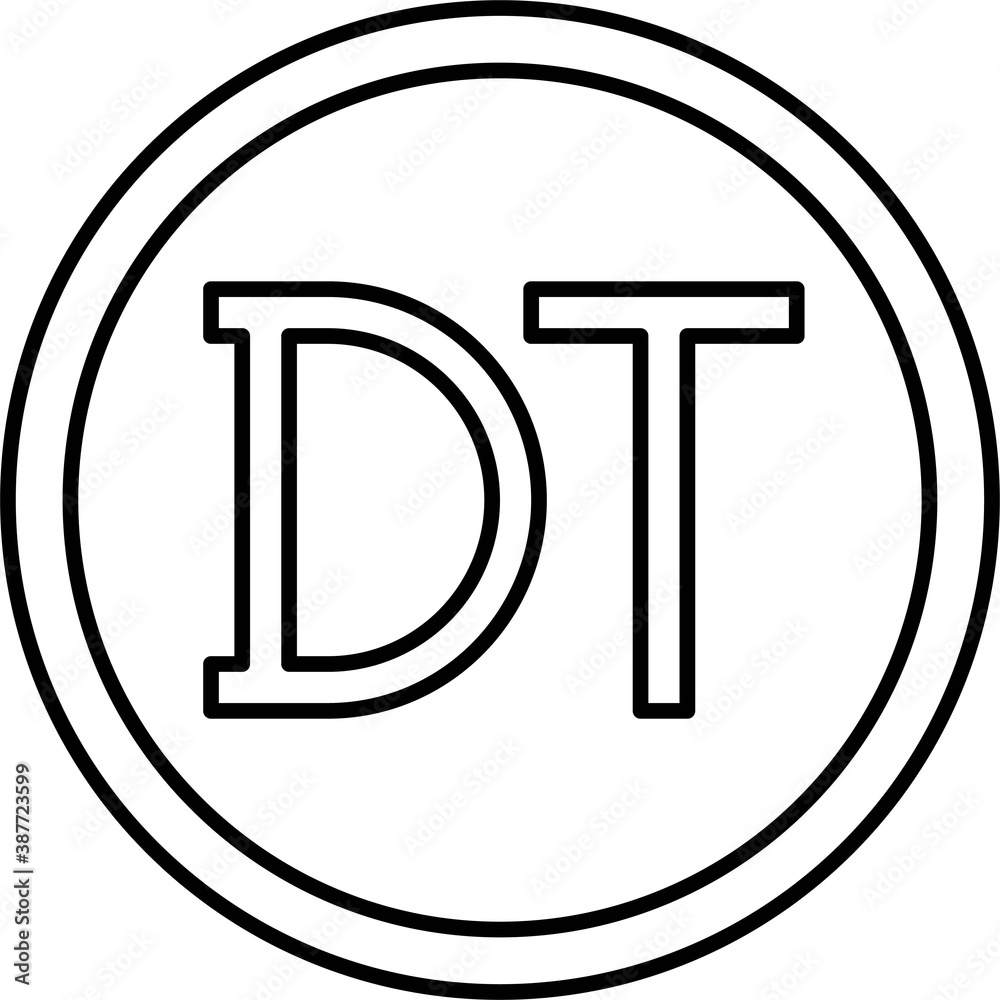 Tunisian dinar coin icon, currency of Tunisia Tunisian dinar coin icon, currency of Tunisia