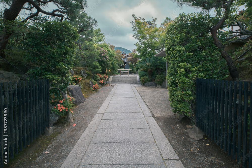 Japanese traditional garden landscape in summer Japanese traditional garden landscape in summer