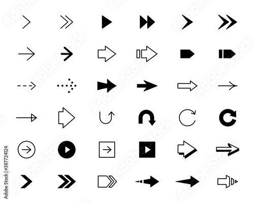 矢印のアイコンのセット シンプル ビジネス 三角 方向 再生 標識 ベクトル ピクトグラム 記号 Vector De Stock Adobe Stock