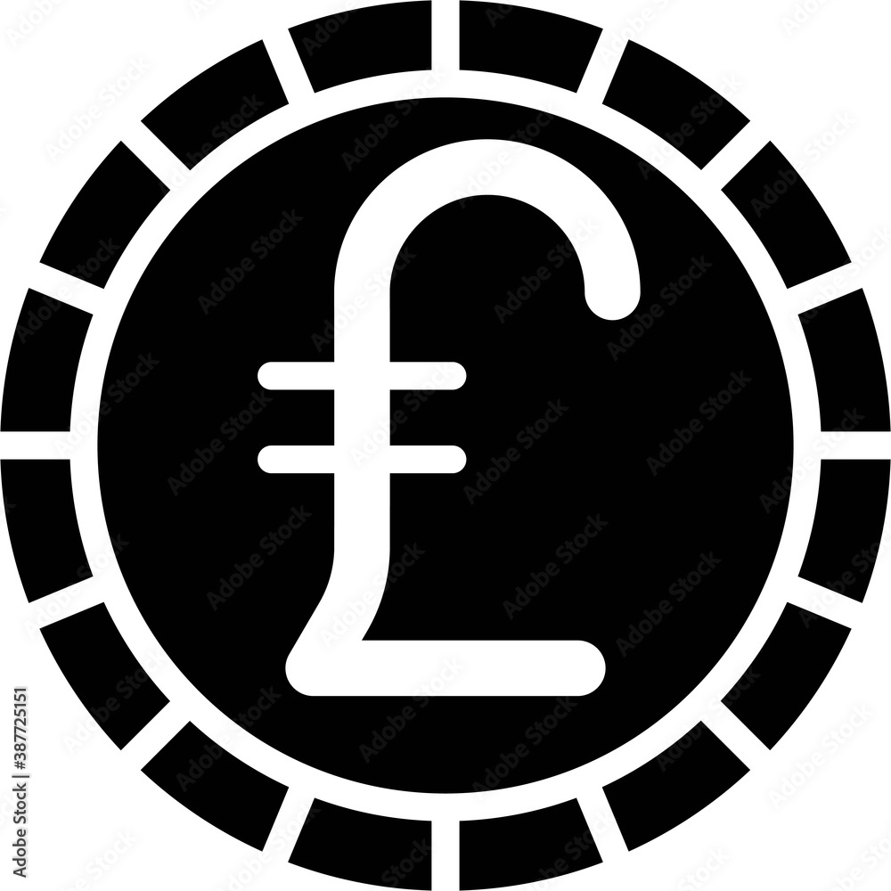 Pound coin icon, for currencies called pound Pound coin icon, for currencies called pound