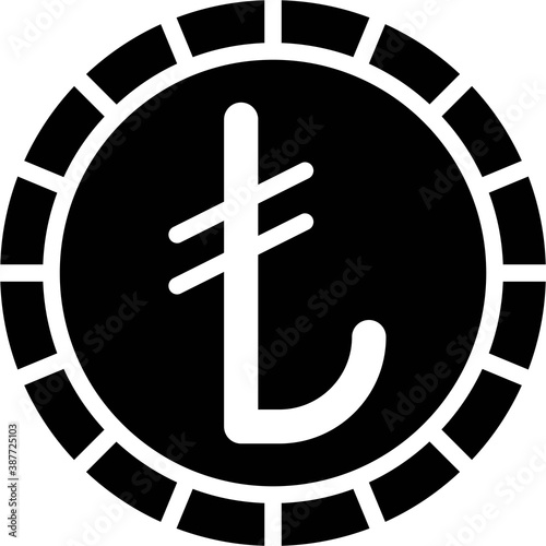 Turkish lira coin icon, currency of Turkey