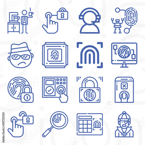 16 pack of investigator  lineal web icons set