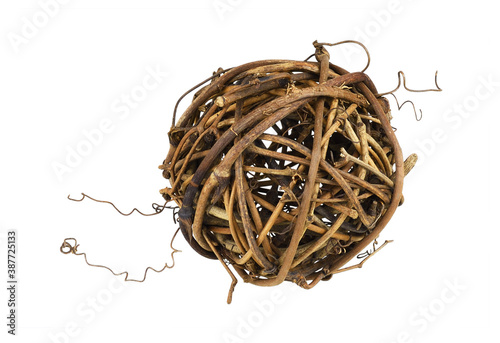 Dry brown rattan ball with ...