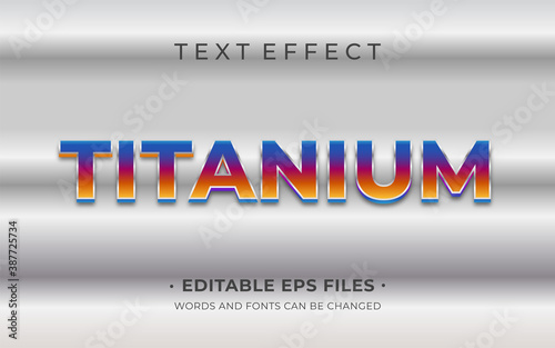 Editable text effect. Titanium text effect vector design.