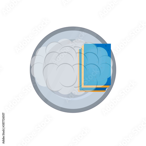 Dishwashing. A plate is cleaned with a sponge, vector illustration