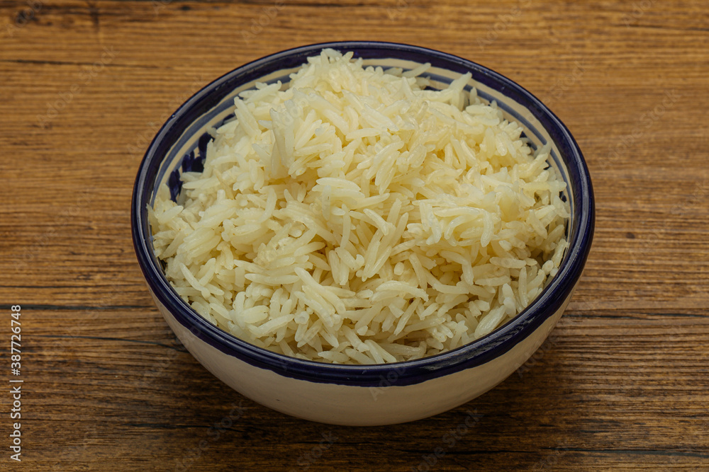Steamed basmati rice in the bowl