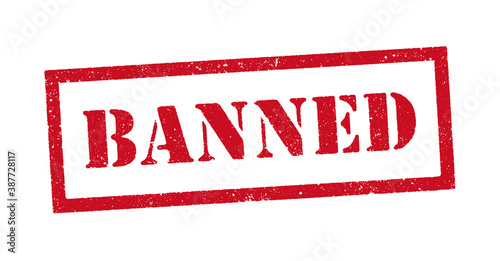 Vector illustration of the word Banned red ink stamp