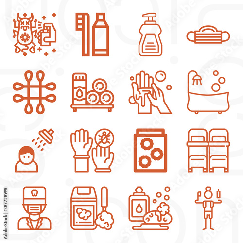 16 pack of epidemiology  lineal web icons set