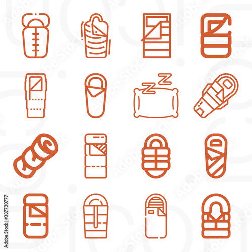 16 pack of waking  lineal web icons set