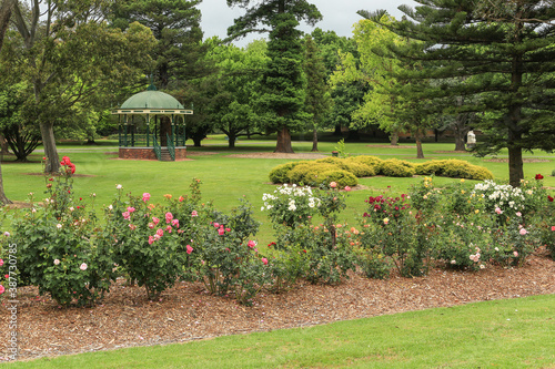 The pretty gardens of Victory Park in Traralgon, Victoria, Australia. 