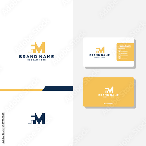 Letter M and F combination concept logo designs business card