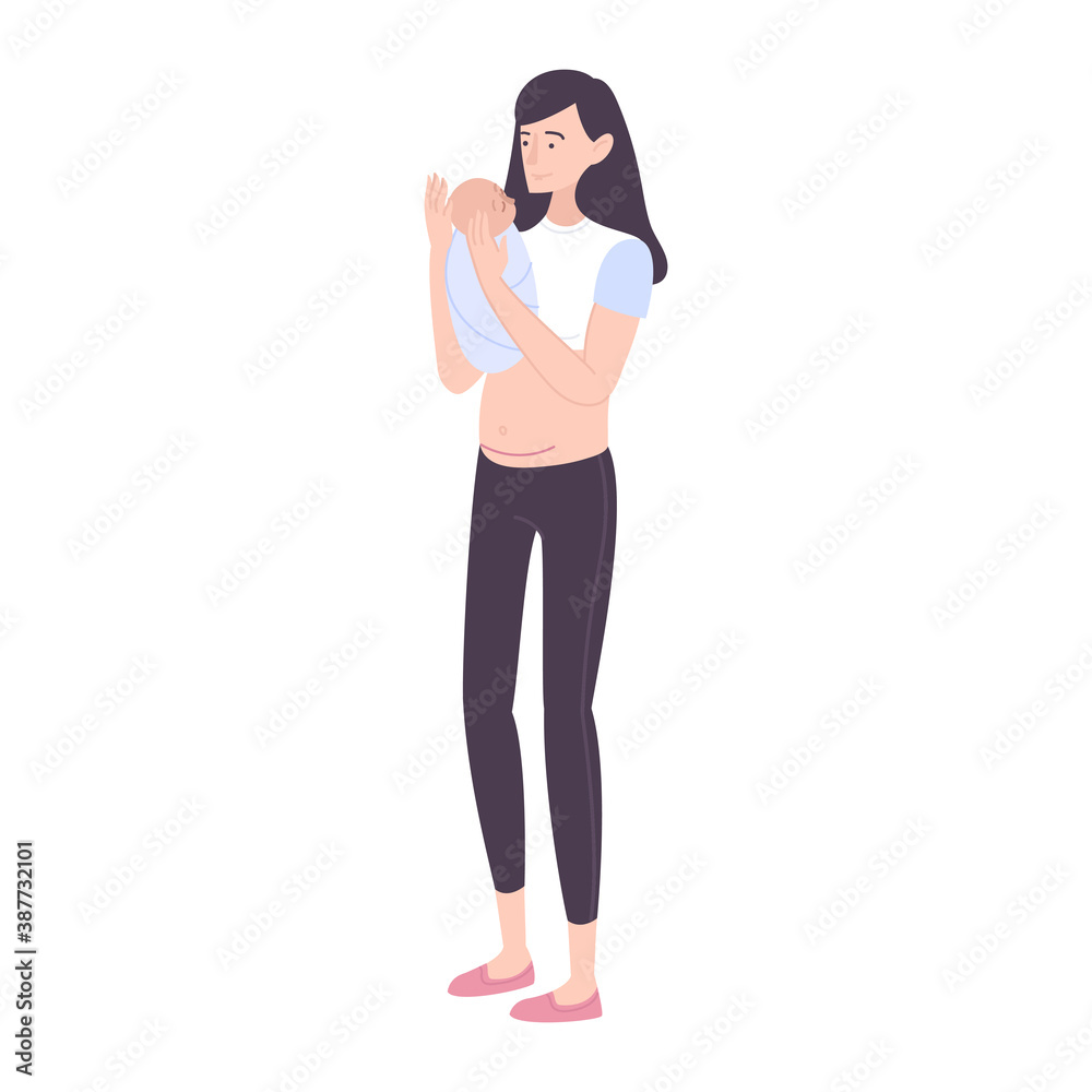 Fototapeta premium Childbirth Motherhood Flat Composition