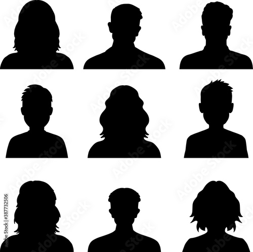 Set of hand drawn Avatar profile icon (or portrait icon), including male and female . User flat avatar icon, sign, profile people symbol