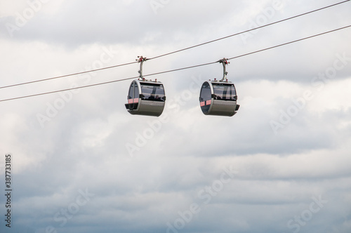Cable car cabins against the sky