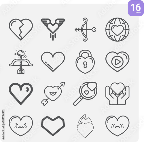 Simple set of cardiac related lineal icons.