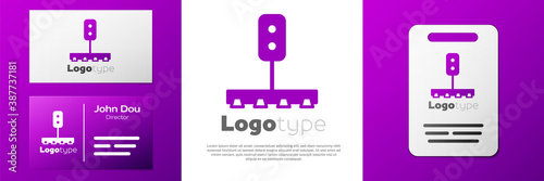 Logotype Train traffic light icon isolated on white background. Traffic lights for the railway to regulate the movement of trains. Logo design template element. Vector.