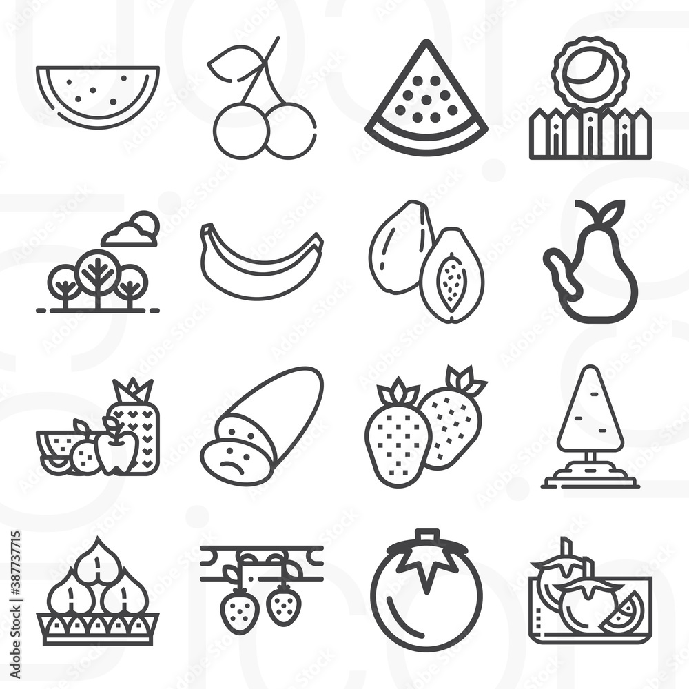 16 pack of multiply  lineal web icons set
