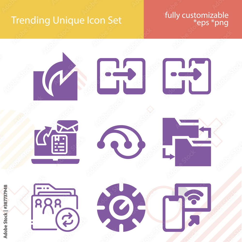 Simple set of coupled related filled icons.