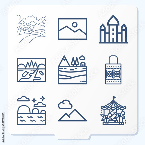Simple set of 9 icons related to gardens