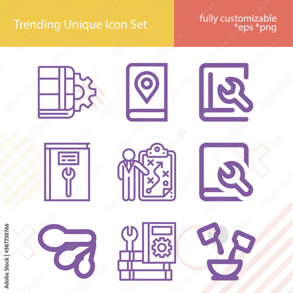 Simple set of instruction manual related lineal icons. Simple set of instruction manual related lineal icons.