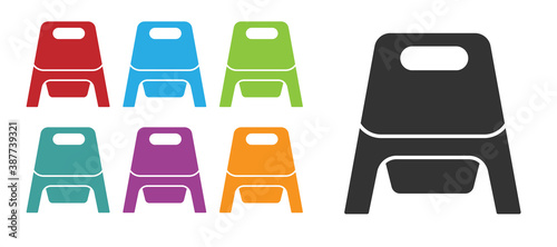 Black Baby potty icon isolated on white background. Chamber pot. Set icons colorful. Vector.