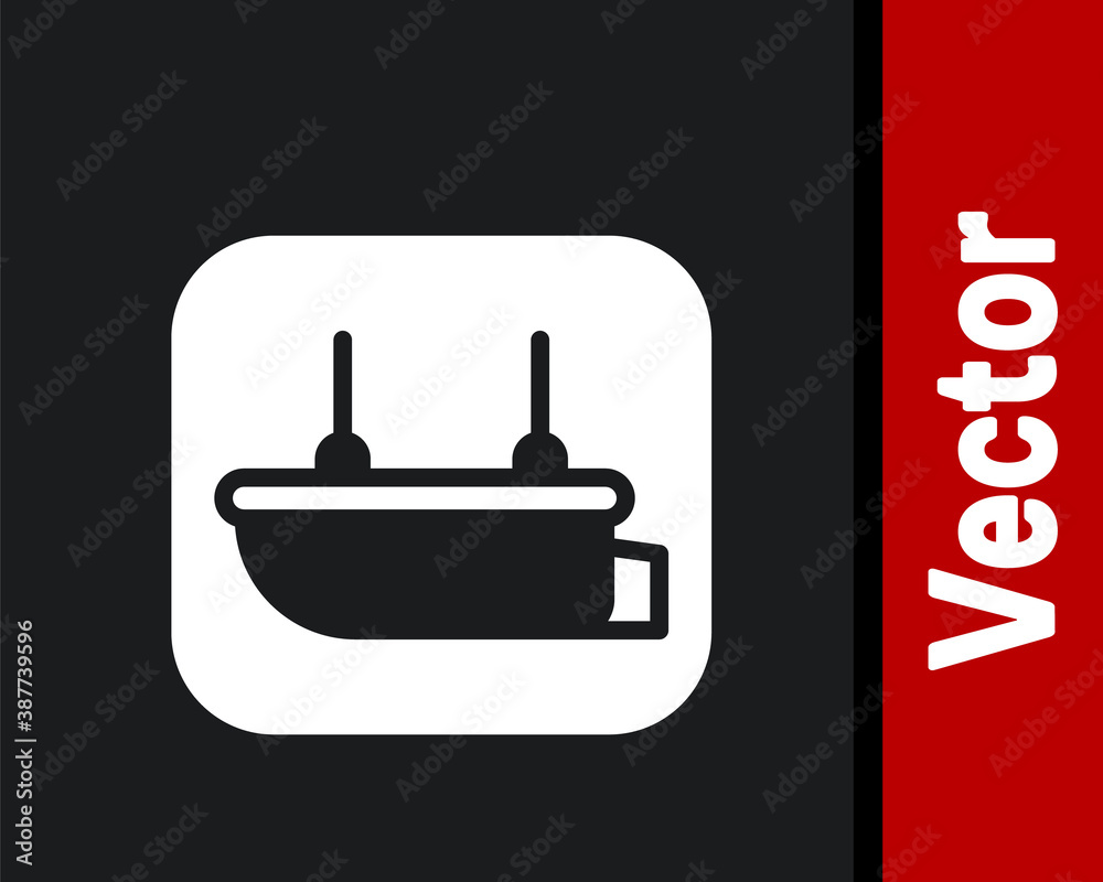Fototapeta premium White Lifeboat icon isolated on black background. Vector.