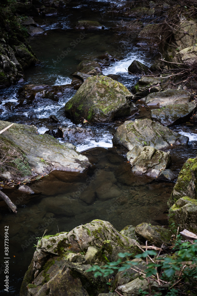 Large rocks in the mountains with texture and moss in the humid forest Large rocks in the mountains with texture and moss in the humid forest