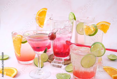 cocktails with fruits and berries