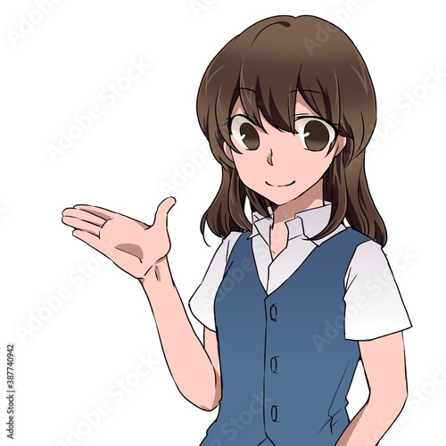 片手をあげた女性