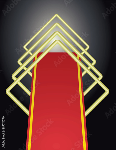 Neon lights and red carpet. vector