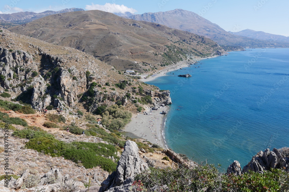Felsige Küste Kreta Paralia Preveli Palmenstrand
