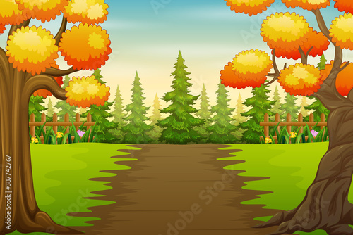 Autumn trees in the park landscape