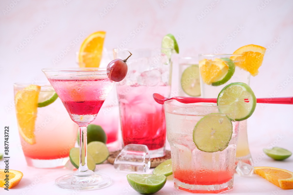 Strawberry with sparkling water on table background