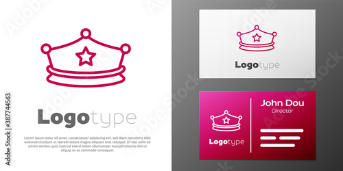 Logotype line Police cap with cockade icon isolated on white background. Police hat sign. Logo design template element. Vector.
