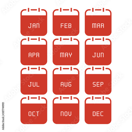 Month calendar flat icon on white background