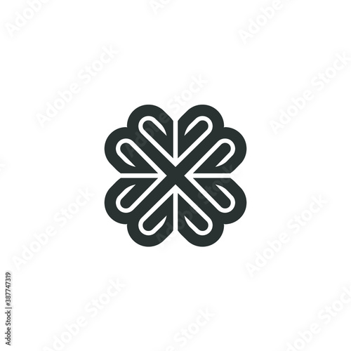 Abstract logo - geometric shape futuristic illustration liquid element 3D geometry technology tech flux twist warp fantasy x cross