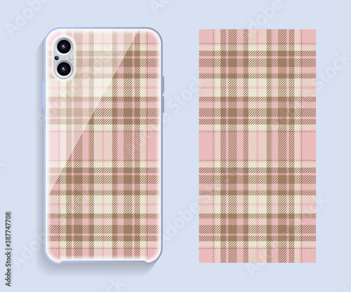 Smartphone cover design vector mockup. Template geometric pattern for mobile phone back part. Flat design.
