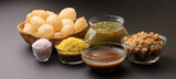 indian traditional food name pani puri or Golgappa, gol gappa or panipuri, the indian chat food.