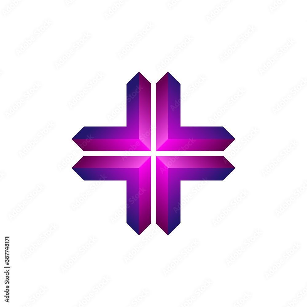 Abstract logo cross plus - geometric shape futuristic illustration liquid element 3D geometry technology tech flux twist warp fantasy Abstract logo cross plus - geometric shape futuristic illustration liquid element 3D geometry technology tech flux twist warp fantasy