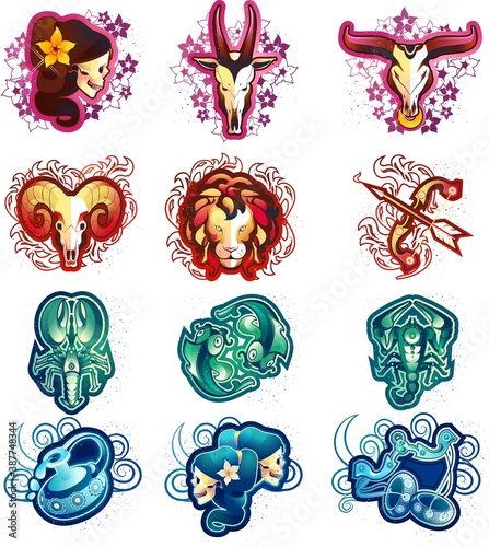 set of vector icons, signs of the zodiac