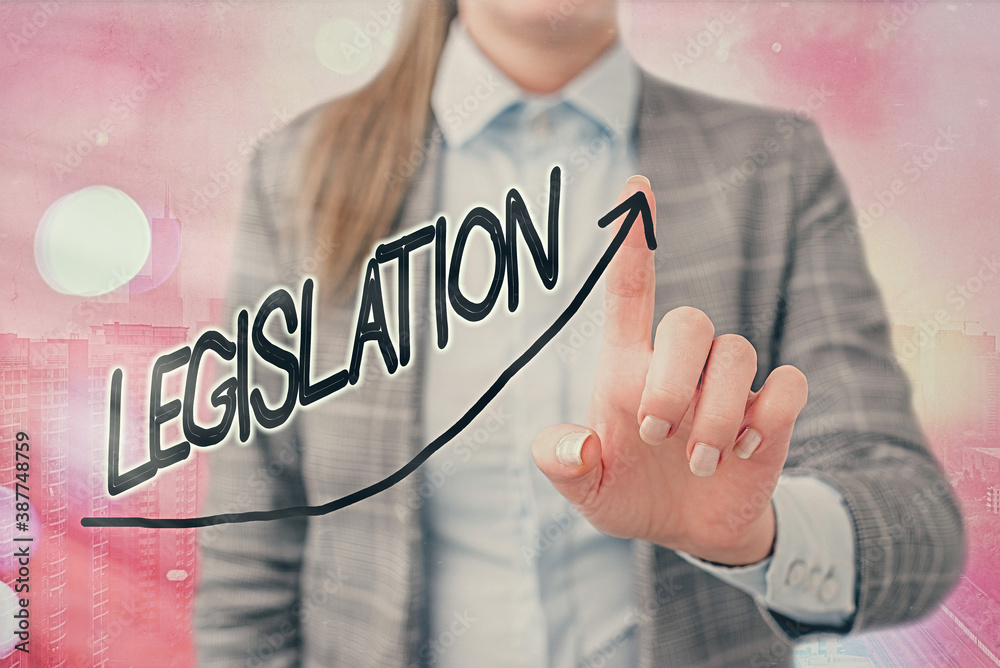 Fotografie Text sign showing Legislation
