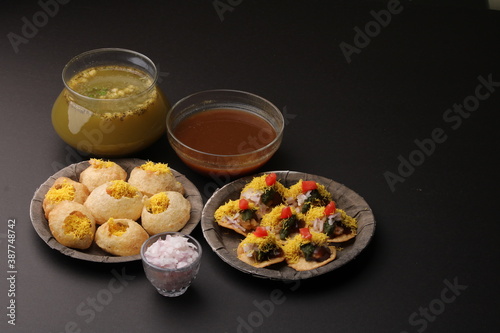 Bombay chat food golgappa/panipuri and sev-poori photo