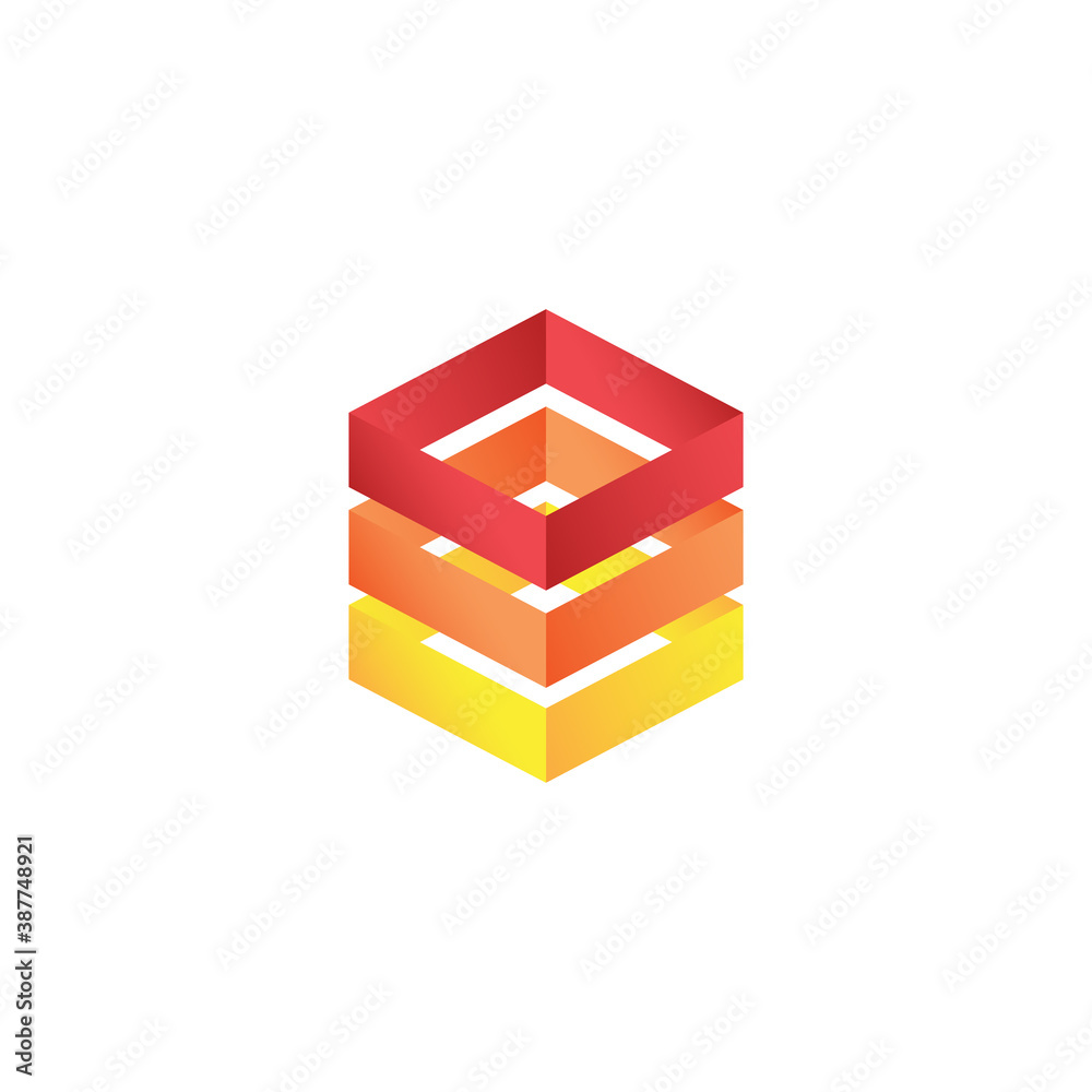 Obraz premium Hexagon Logo - element perspective geometric abstract design vector line art geometry shape grid mosaic finance business